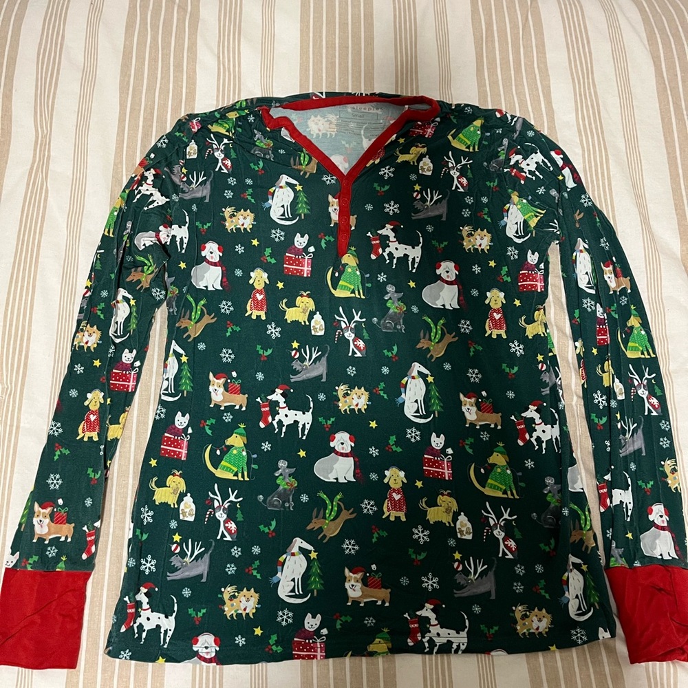 Little Sleepies Green and Red Holiday Shirt